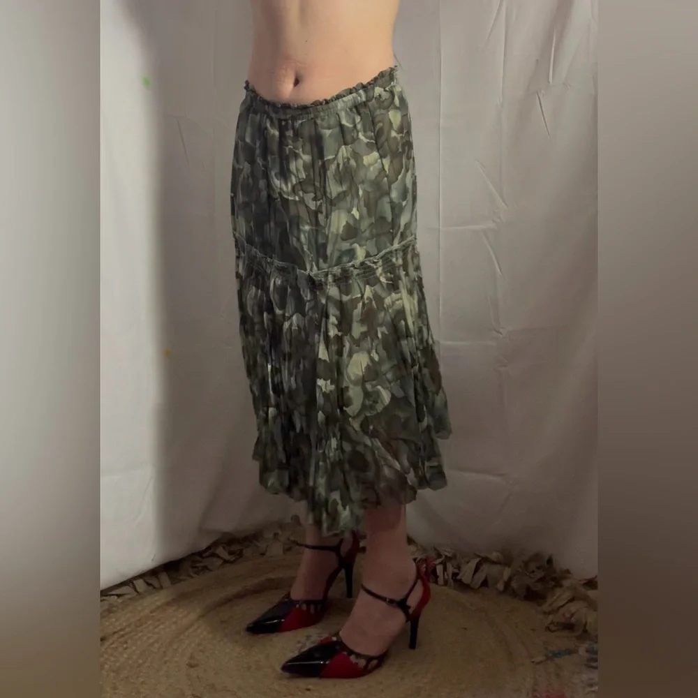 Watercolor Camouflage Tiered Frilly Fairy Grunge Skirt Size M - Picture 10 of 14